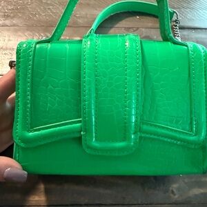 Zara Vibrant Green Crocodile-Embossed Women's Bag ***make offers***